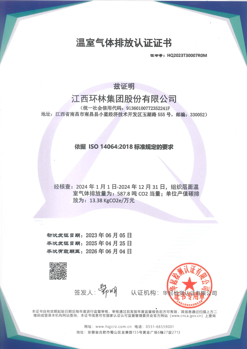 Greenhouse Gas (GHG) Verification — issued by Independent Verification Body (ISO 14064)