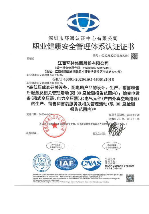 ISO 45001 — Occupational Health & Safety — issued by Accredited Certification Body